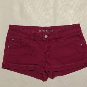 Love Notes dark red shorts